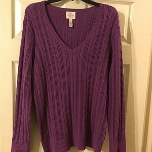 St. John's Bay V-Neck Sweater in Rich Purple